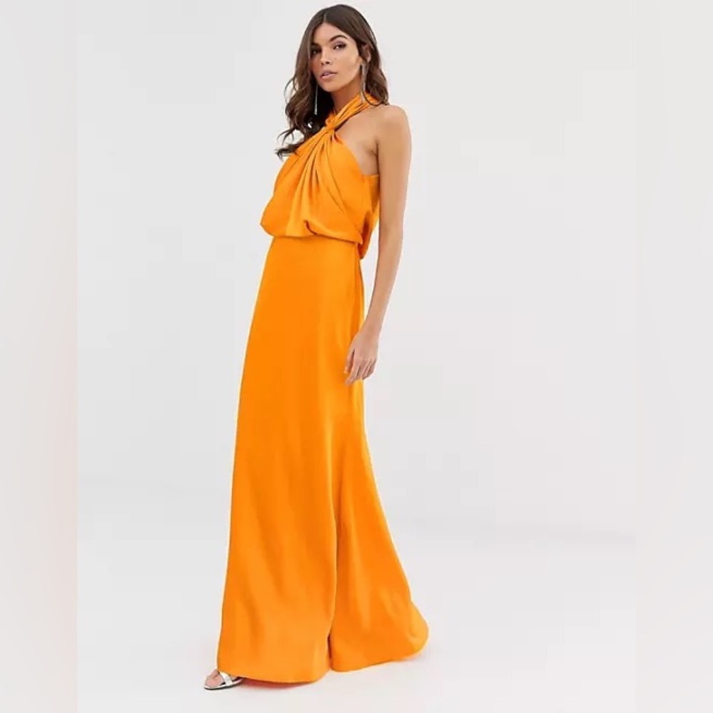 ASOS EDITION ruched halter neck maxi dress